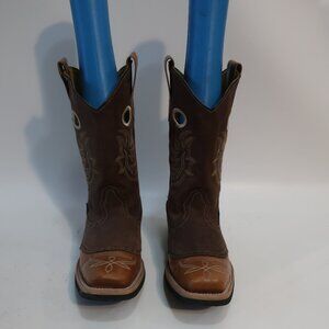 Mens Don Vito Brown Leather & Suede Square Toe Cowboy Boots Mex 29/US 10.5